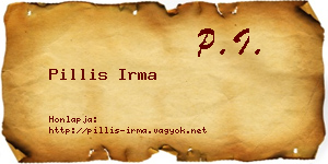 Pillis Irma névjegykártya